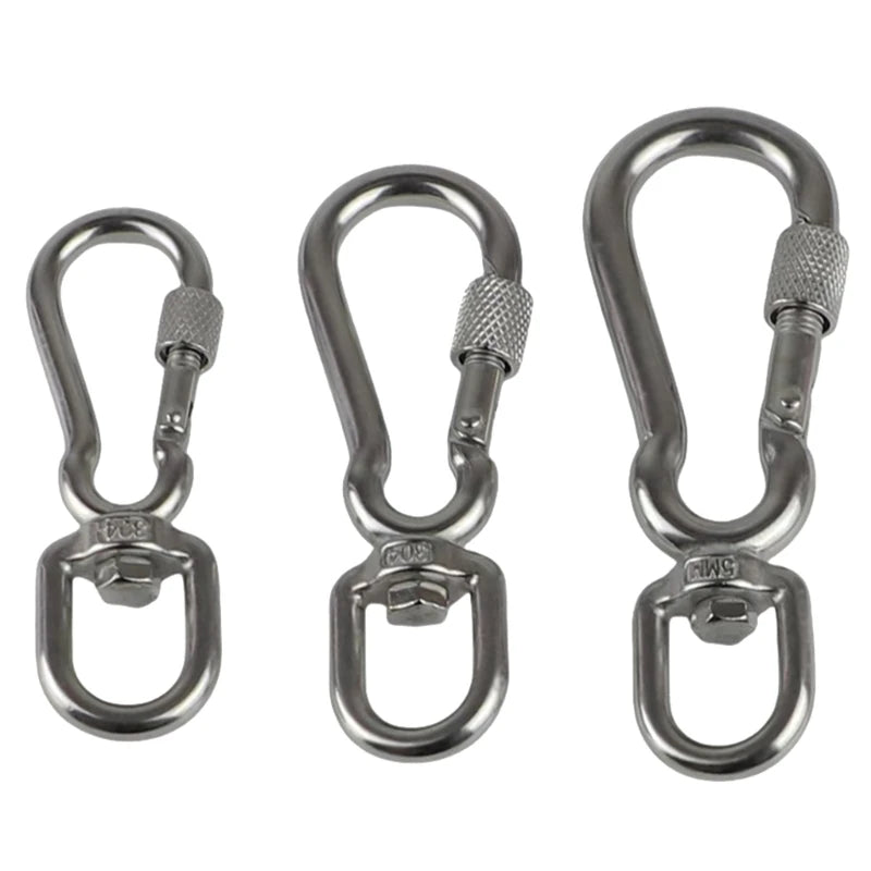 Heavy-Duty Bolted Clip Stainless Steel Swivel Carabiner Hook