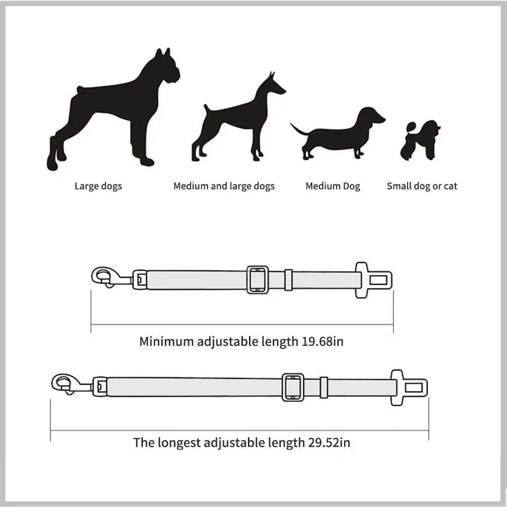 Adjustable Safety Harness Lead Clip Pet Car Seat Belt