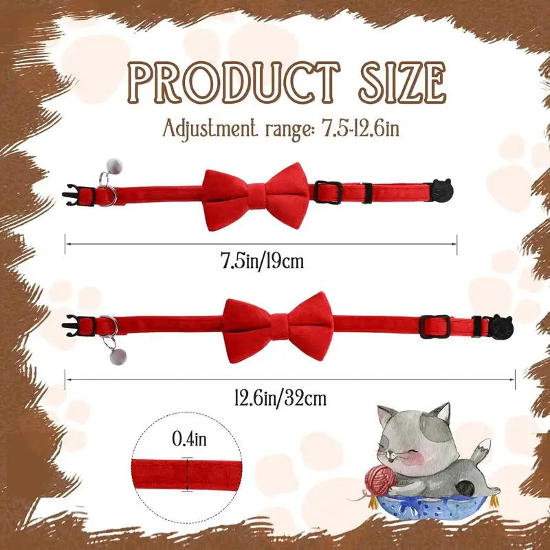 Adjustable Pet Collar with Bell & Bowknot Safety Buckle for Small Dogs & Cats