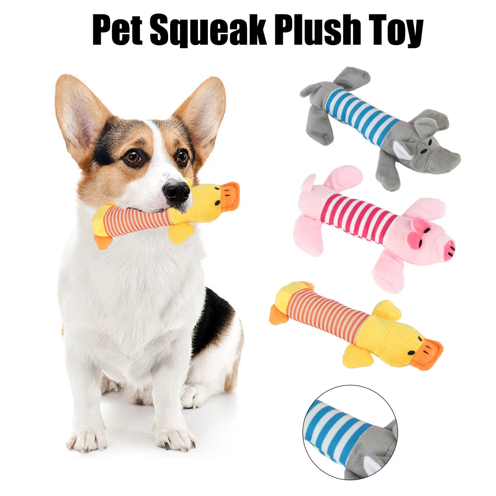 Plush Squeaky Toys for Dogs & Cats Elephant, Duck, Pig & More