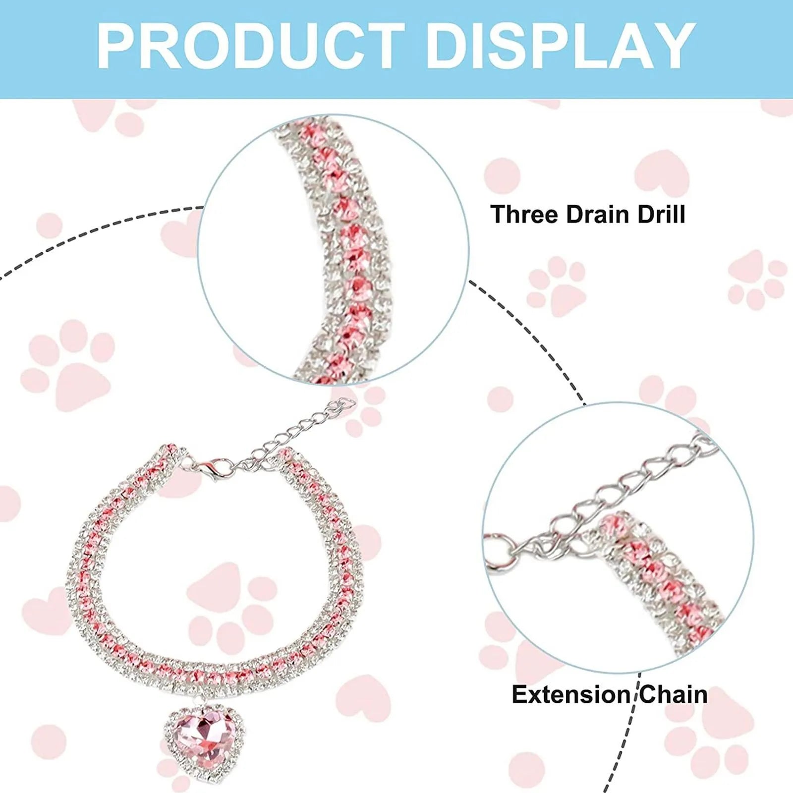 Crystal Pendant Rhinestone Diamante Pet Collar
