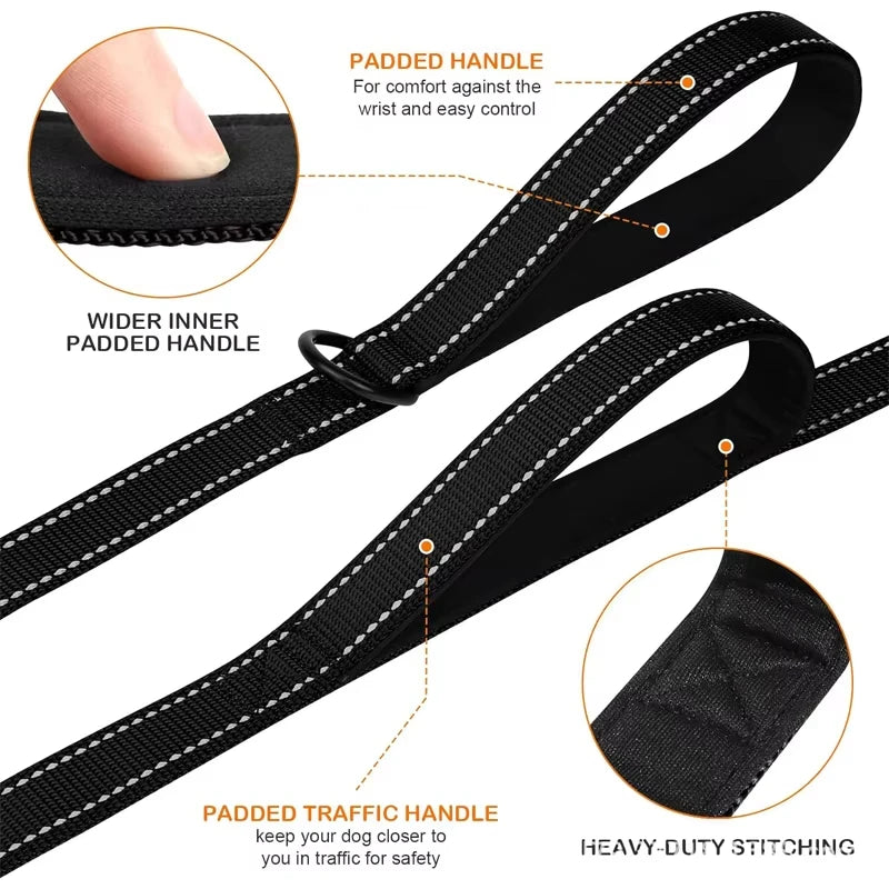 Double-Sided Reflective Safety 180cm Double Handle Dog Leash