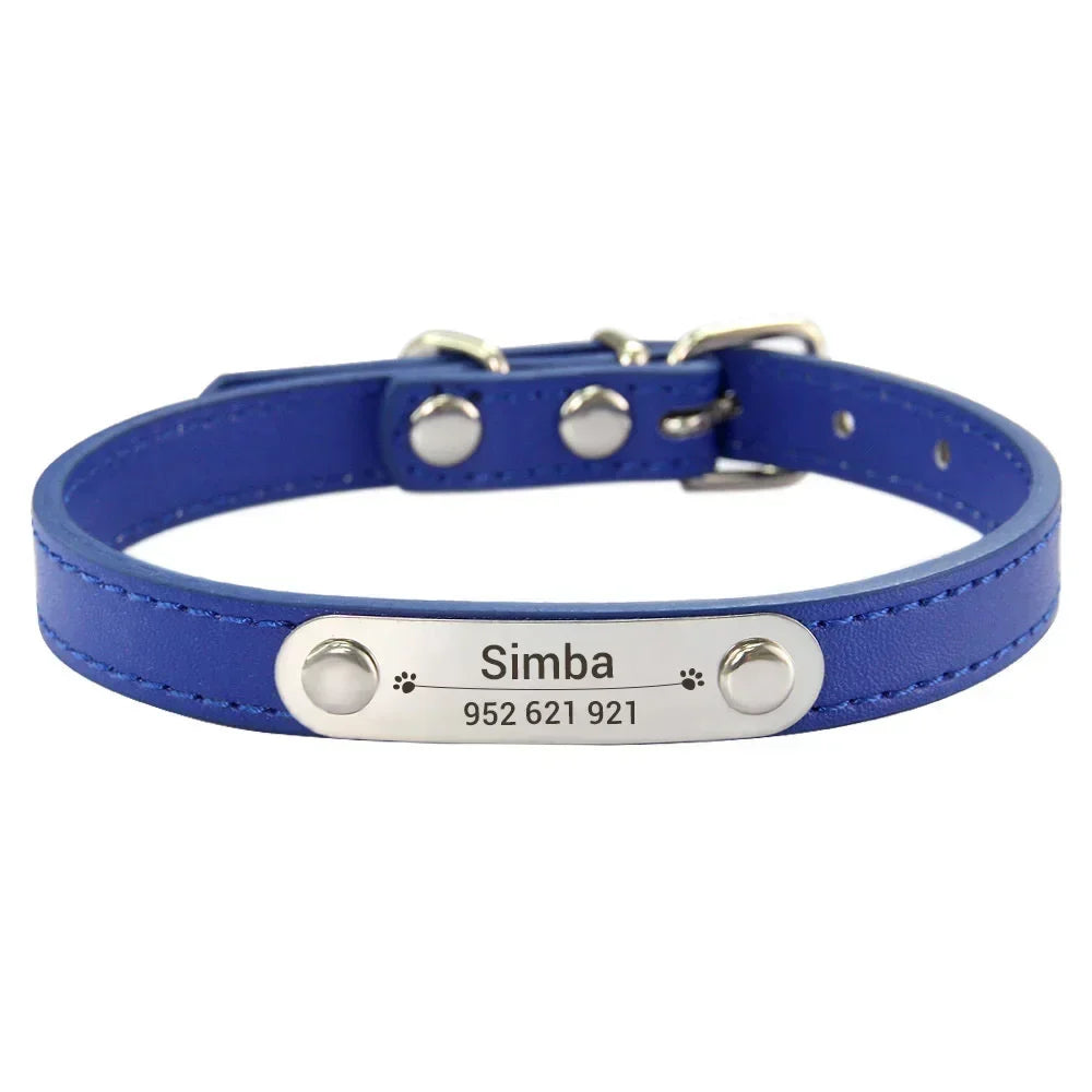 Anti-Lost Design Personalized PU Leather Dog Collar