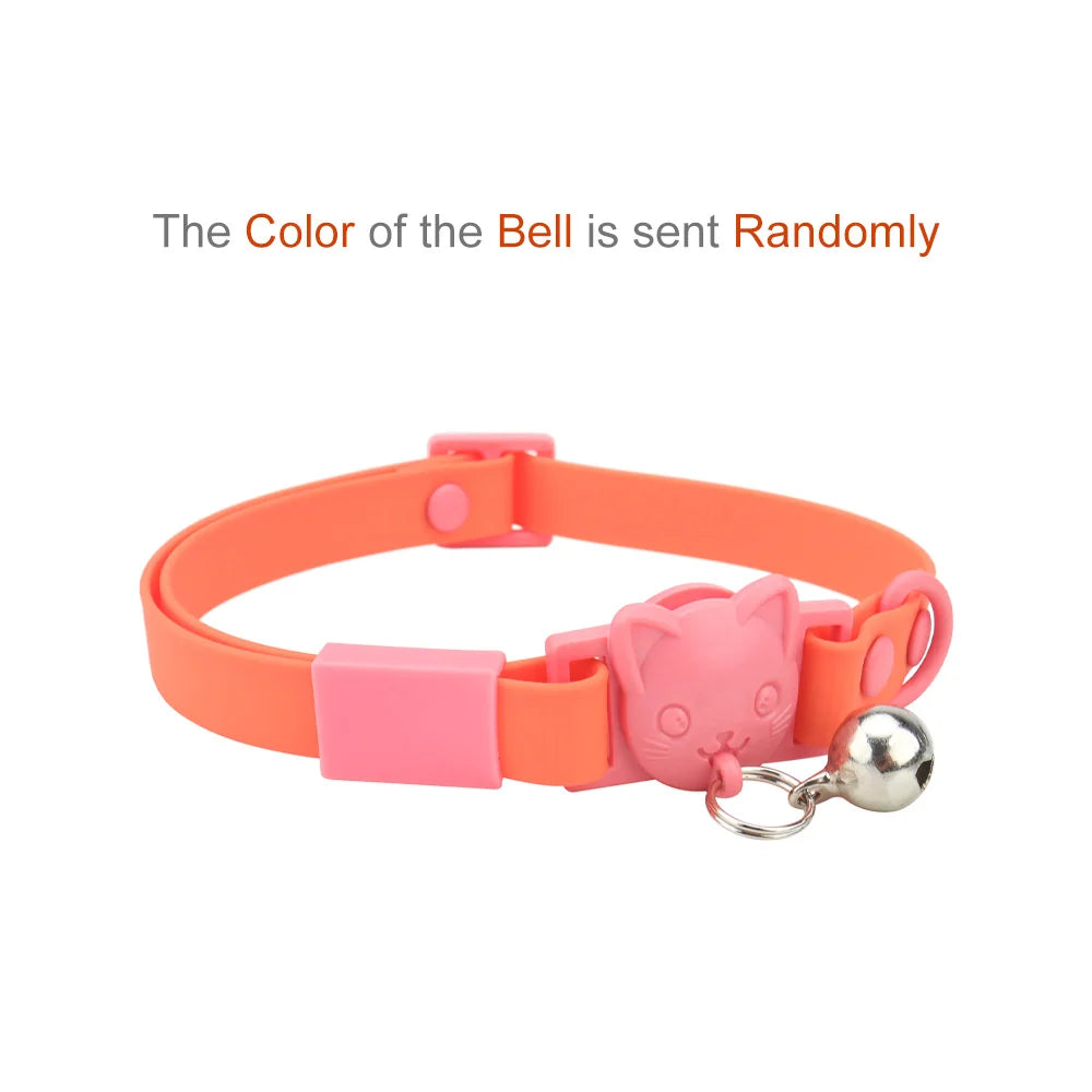 Adjustable Candy Color Kitten Waterproof PVC Cat Collar