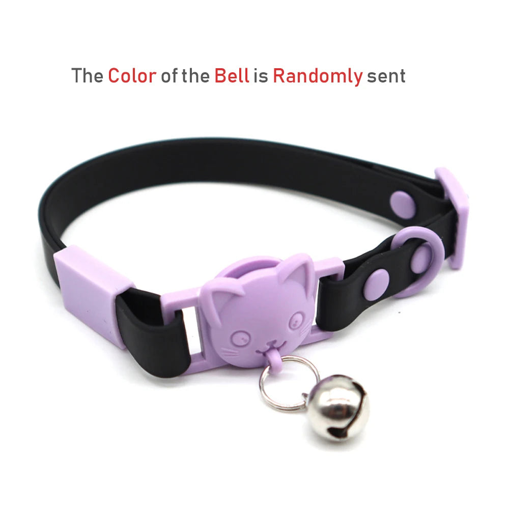 Adjustable Cartoon Design with Bell Waterproof PVC Cat Collar