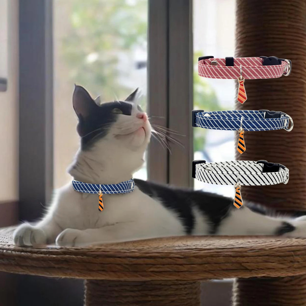 Soft Polyester Adjustable Striped Pet Collar