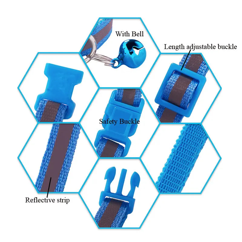 Safety Breakaway Buckle and Bell Reflective Cat Collar