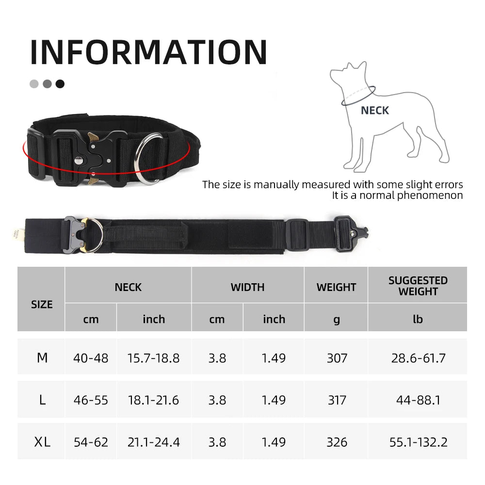 Heavy-Duty Adjustable Nylon Tactical Military Dog Collar