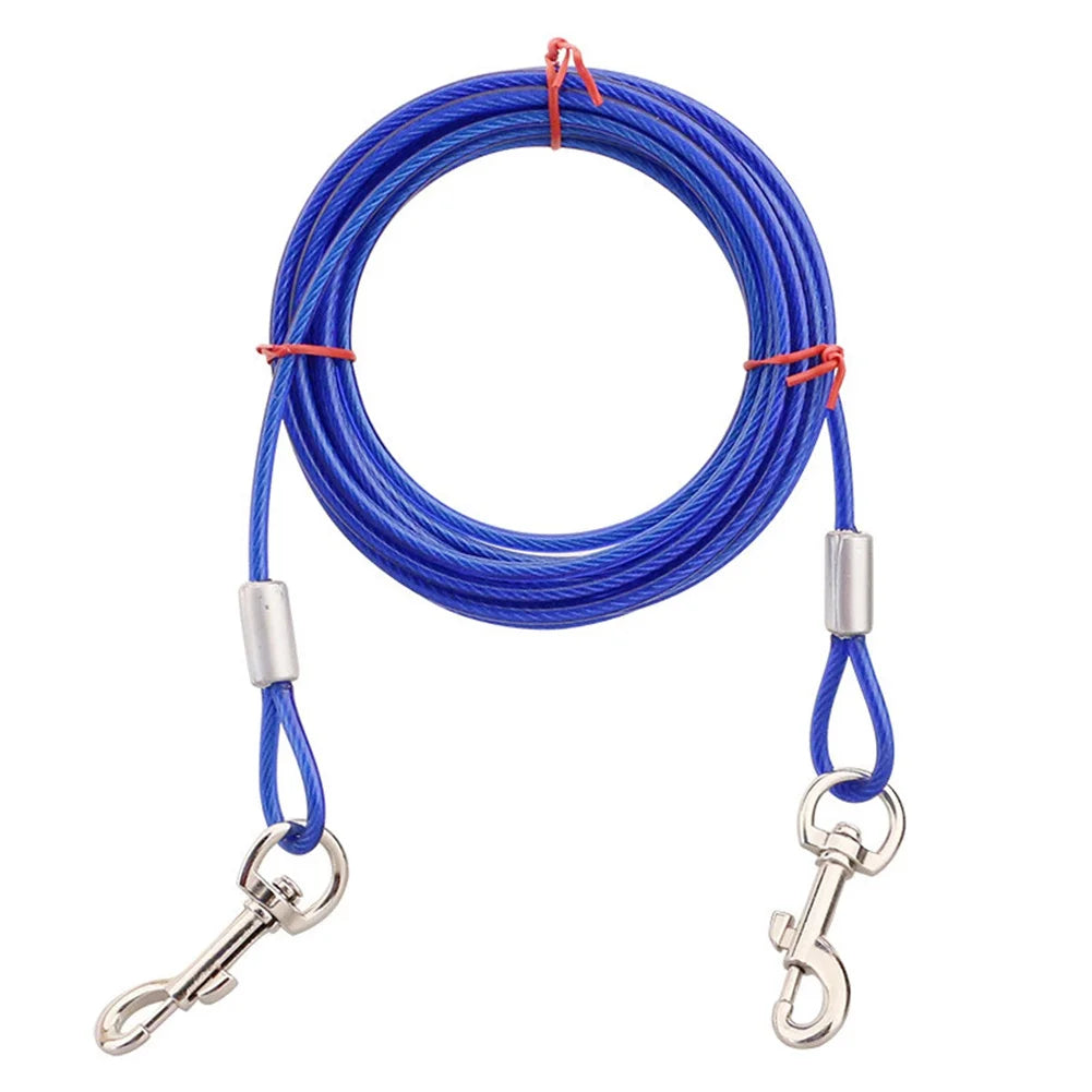 Chew-Proof Iron Wire Tie-Out Cable Heavy Duty Double Dog Leash