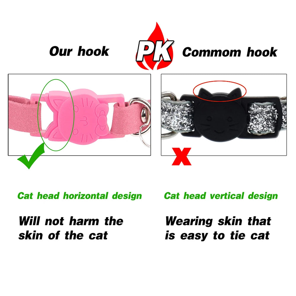Rhinestones Adjustable Soft Suede Leather Cat Collar