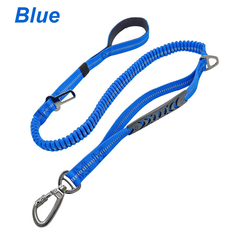 Shock Absorbing Multi-Functional Reflective Retractable Dog Leash