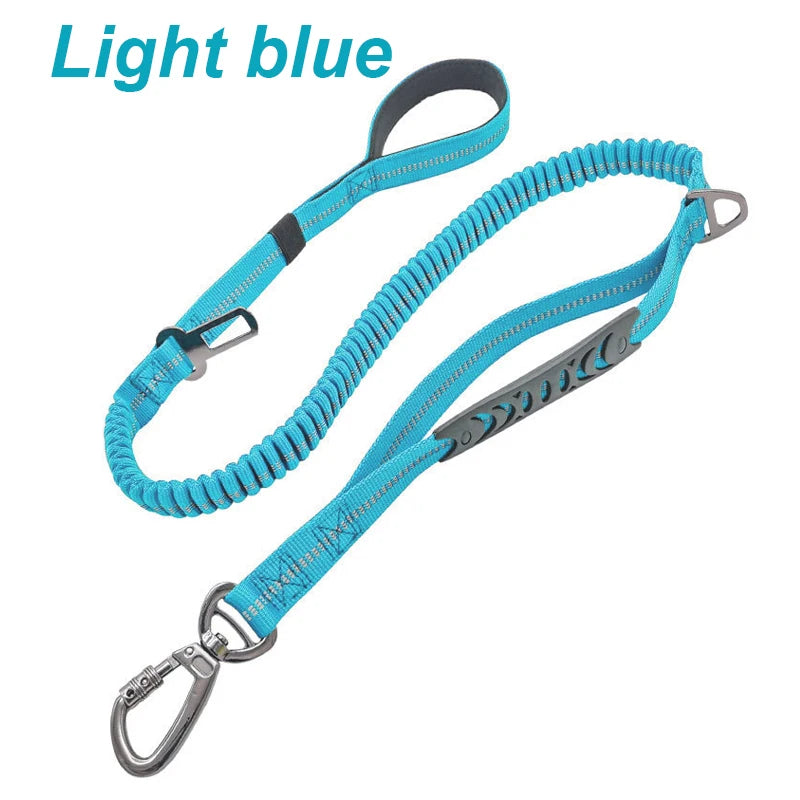 Shock Absorbing Multi-Functional Reflective Retractable Dog Leash