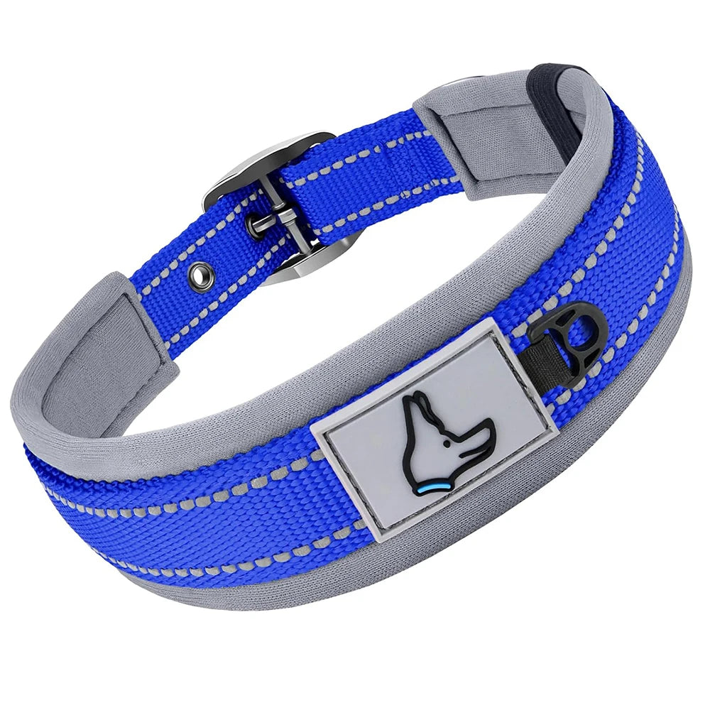 Adjustable Heavy-Duty Nylon Neoprene Padded Reflective Dog Collar