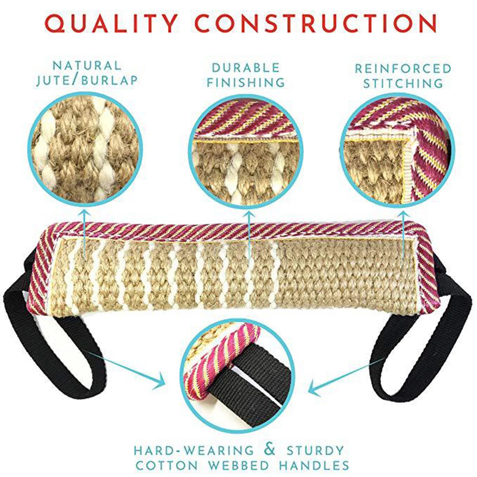 Pet Dog Tug Toy Chew Pillow & Rope for Teeth Cleaning & Training