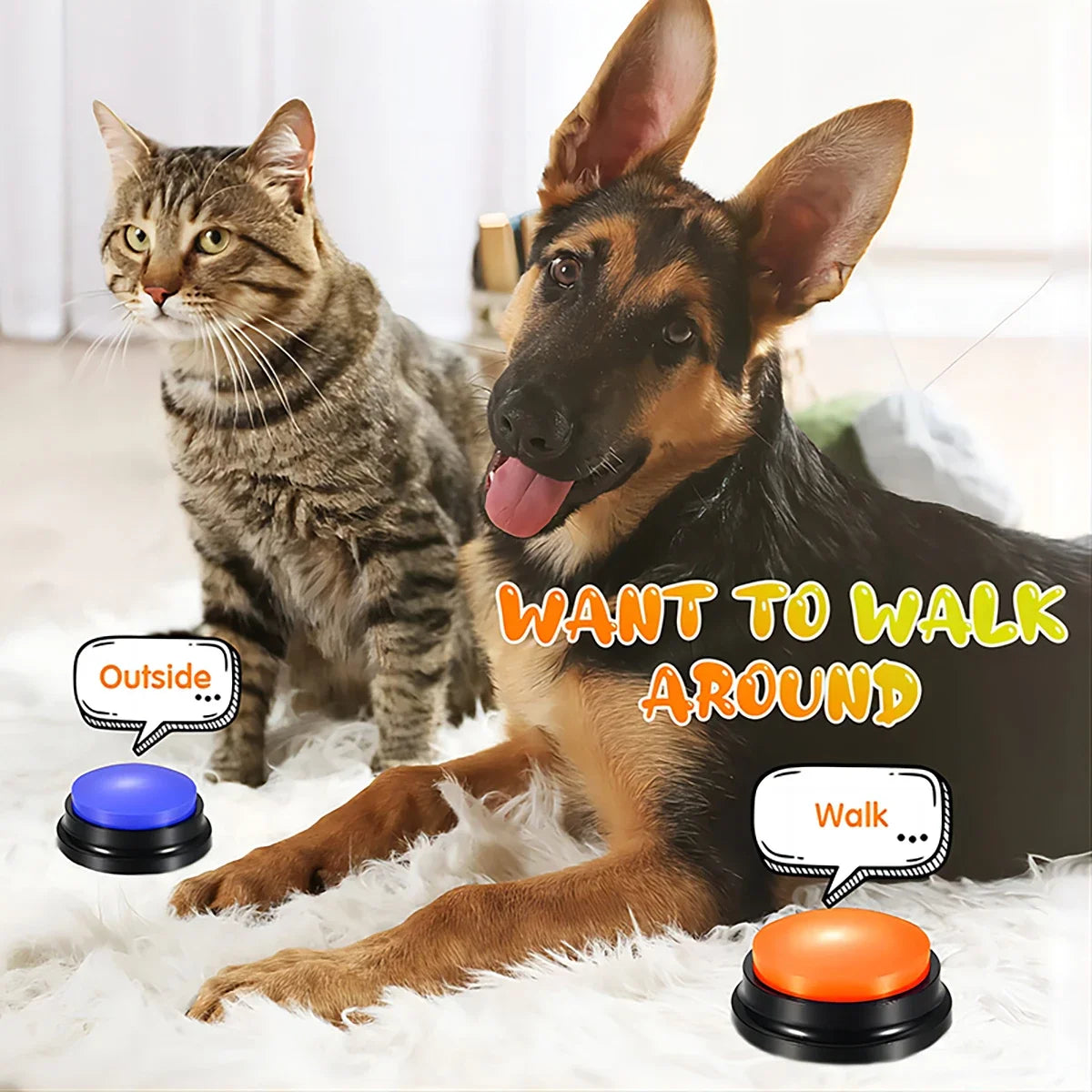 Dog Talking Button Record Your Voice, Train & Play Anywhere