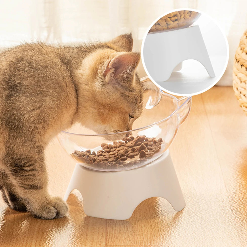 Transparent Food & Water Set with Stand for Cats & Dogs