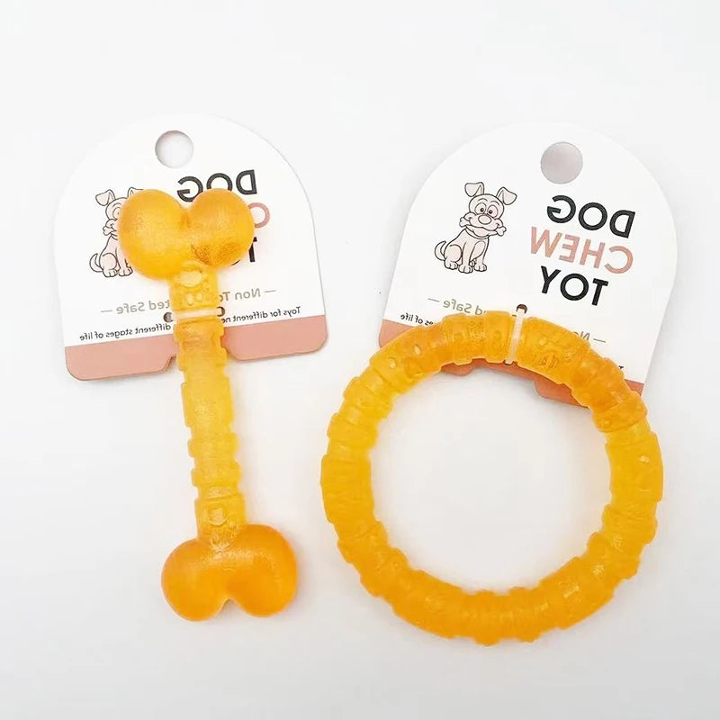 Interactive Rubber Toy Bite-Resistant Bone & Ring for Small Dogs