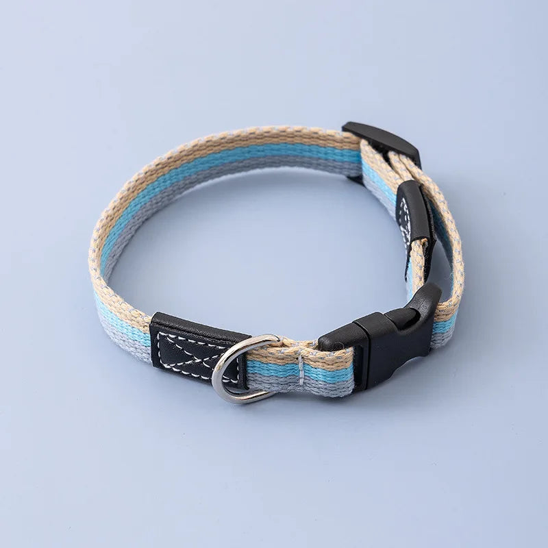 Thickened Color-Blocked Adjustable Canvas Dog Collar
