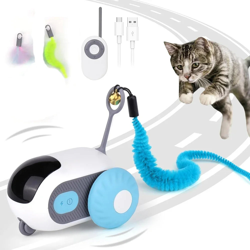 Smart Cat Toy Car 2 Modes, Remote Control for Interactive Play & Training