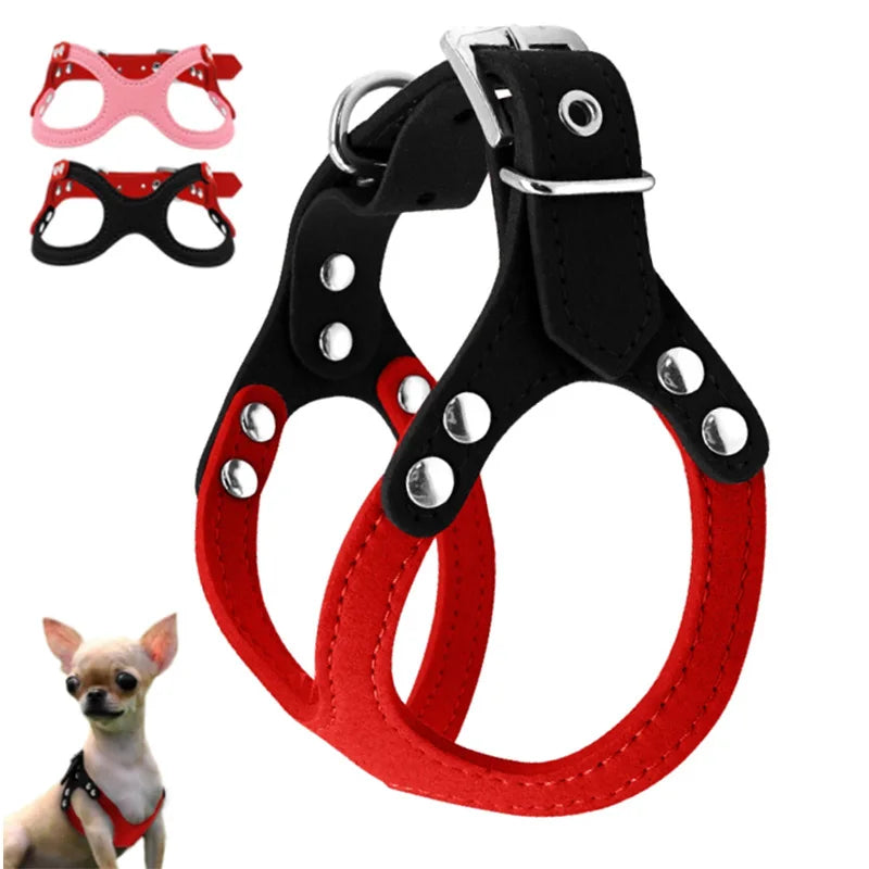 Soft Suede Leather Pet Harness Adjustable Chest Belt for Small Dogs
