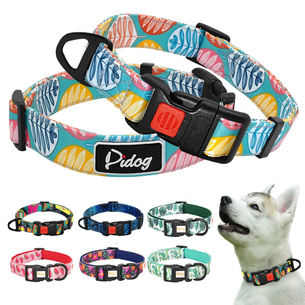 Nylon Puppies Adjustable Flower Print Dog Collar