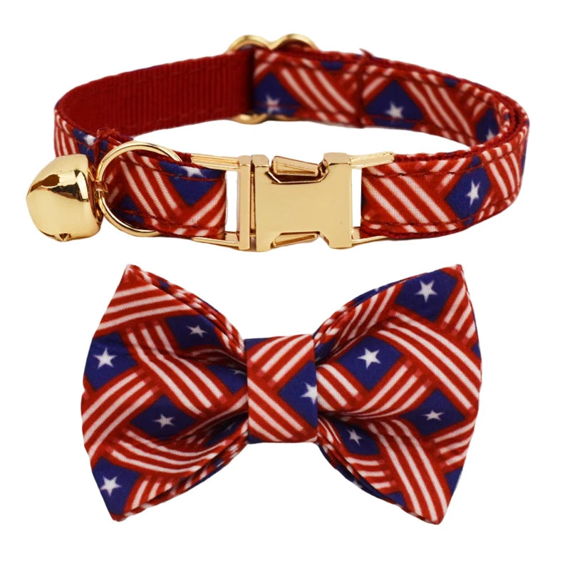 Personalized Adjustable Cat Collar with Bowknot & Bell