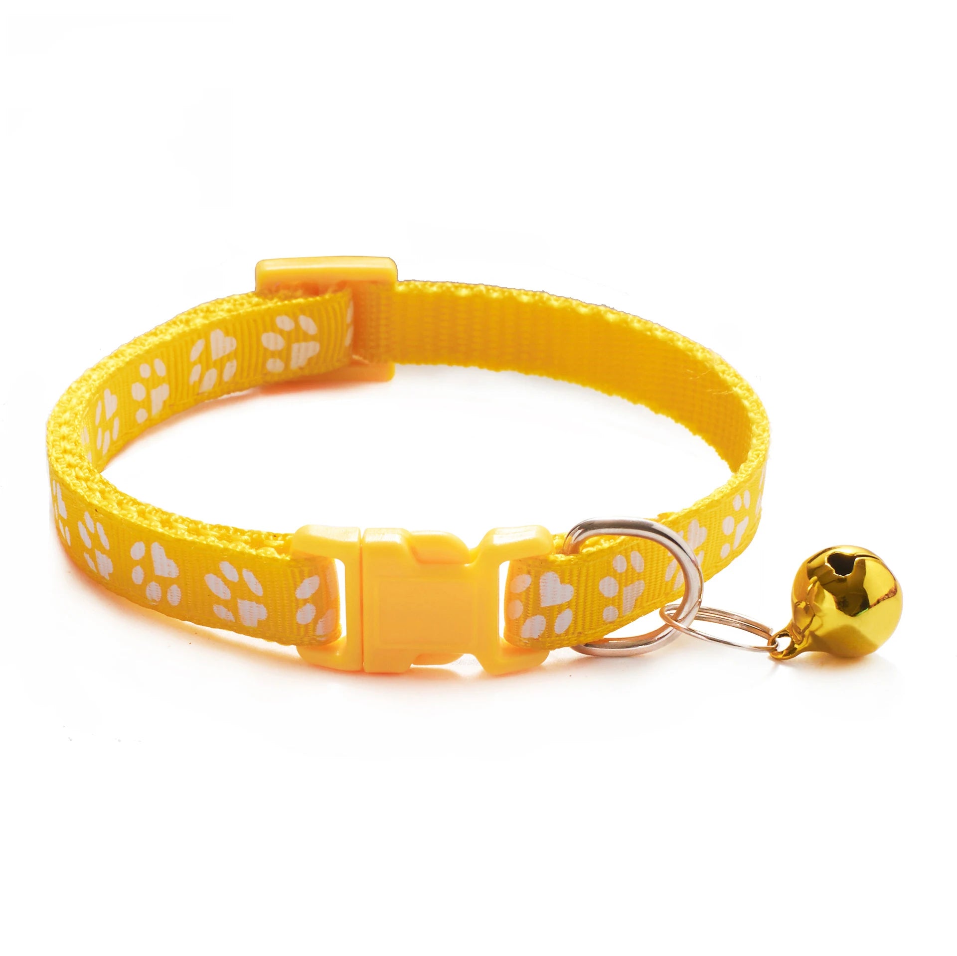 Colorful Pet Collar with Bell Adjustable Cartoon Footprint Design