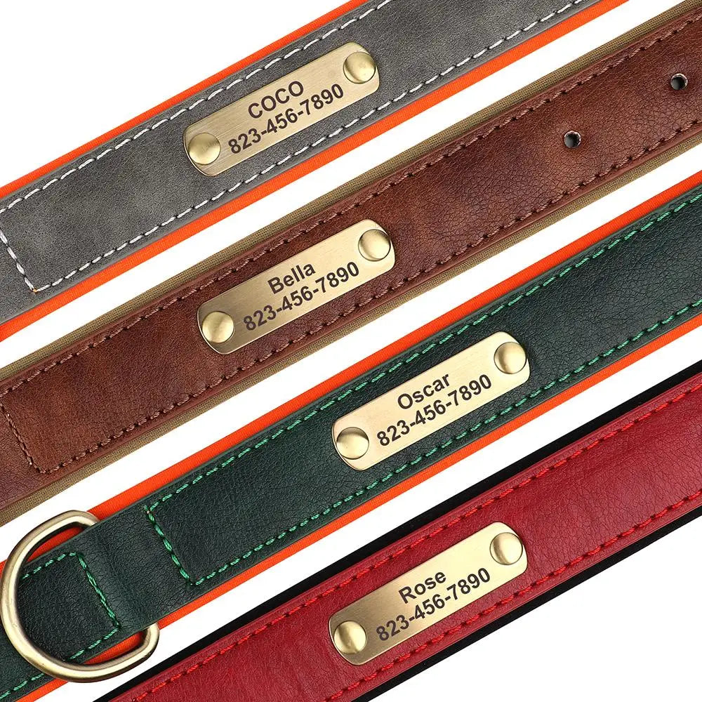 Personalized Custom Engraved PU Leather Dog Collar