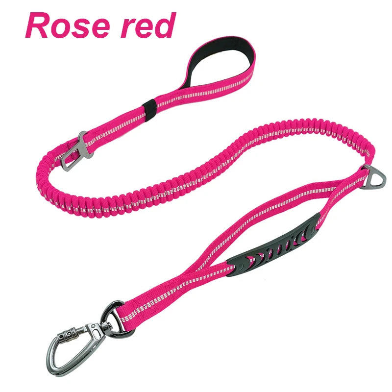 Shock Absorbing Multi-Functional Reflective Retractable Dog Leash