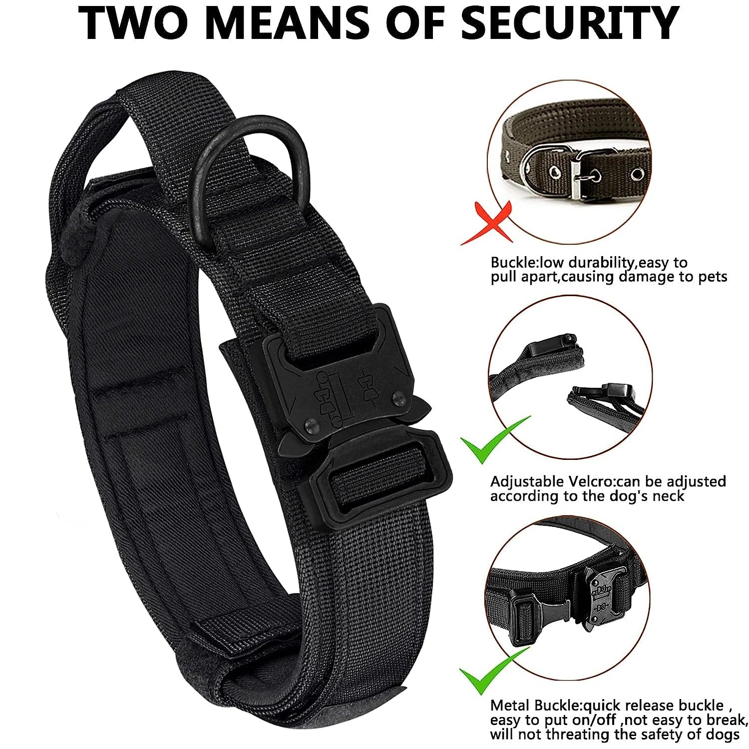 Adjustable Heavy-Duty Tactical Dog Collar and Leash Set