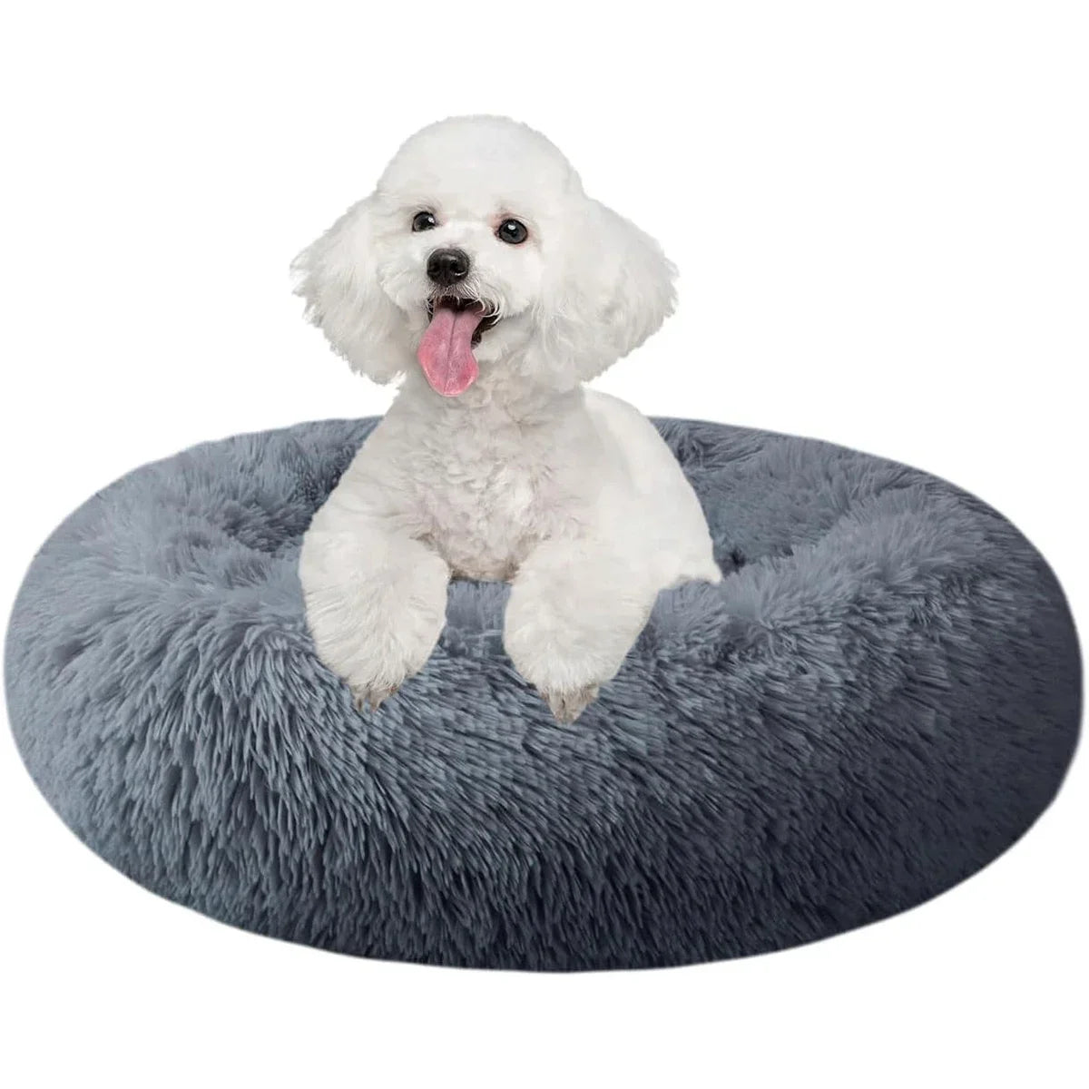 Soft Dark Gray 50cm Round Plush Pet Bed