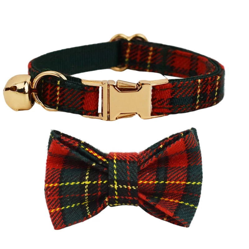 Personalized Adjustable Cat Collar with Bowknot & Bell