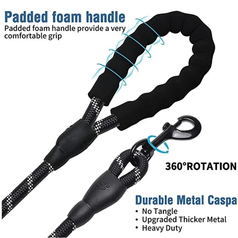 Shock-Absorbing Outdoor Strong Elastic Reflective Dog Leash