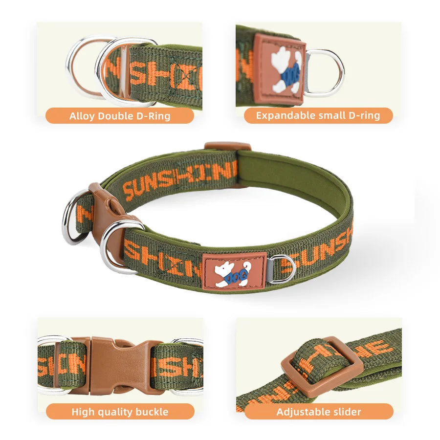Dog Collar Adjustable, Colorful Prints with Metal D-Rings