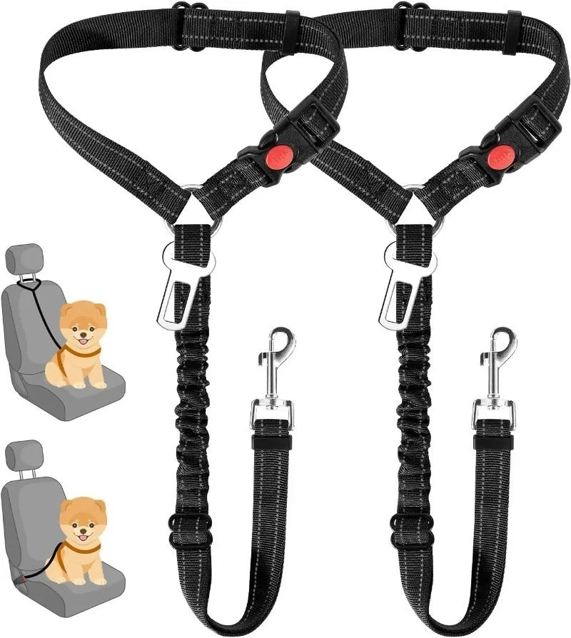 Adjustable 2-in-1 Dog Car Seat Belt & Leash