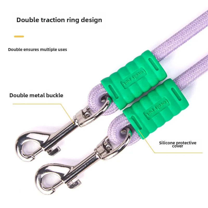 1.5m Double Elastic 2-Way Coupler Rope Dog Leash