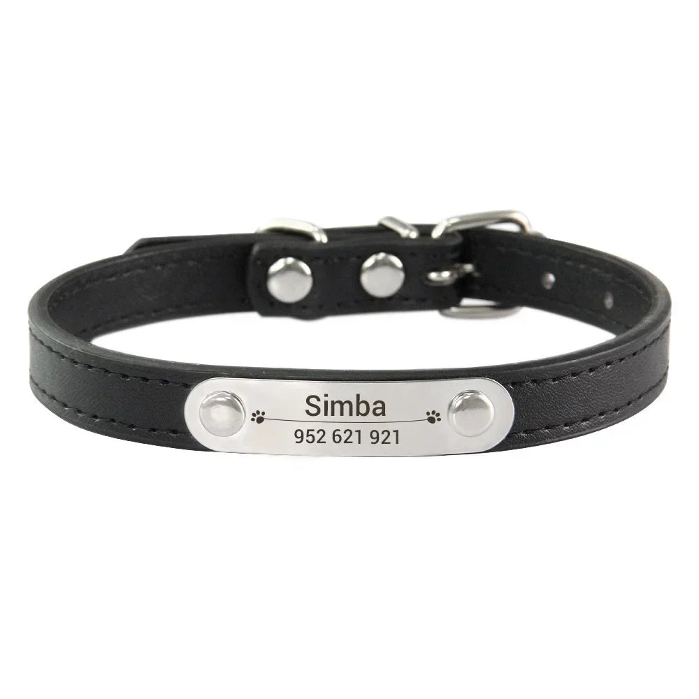 Anti-Lost Design Personalized PU Leather Dog Collar