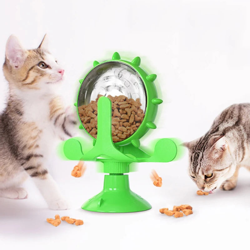Interactive Cat Feeding Windmill Toy Food Dispenser & IQ Trainer
