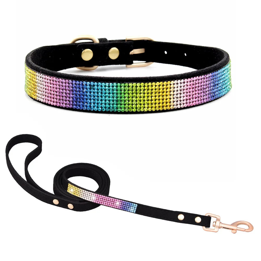 Luxury Rhinestone Dog Collar and Leash Set
