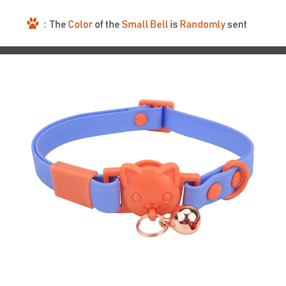 Adjustable Cartoon Design with Bell Waterproof PVC Cat Collar