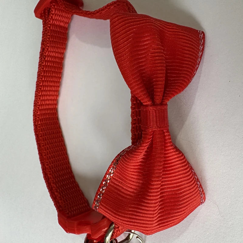 Adjustable Red Bow Bell Pet Collar with Buckle
