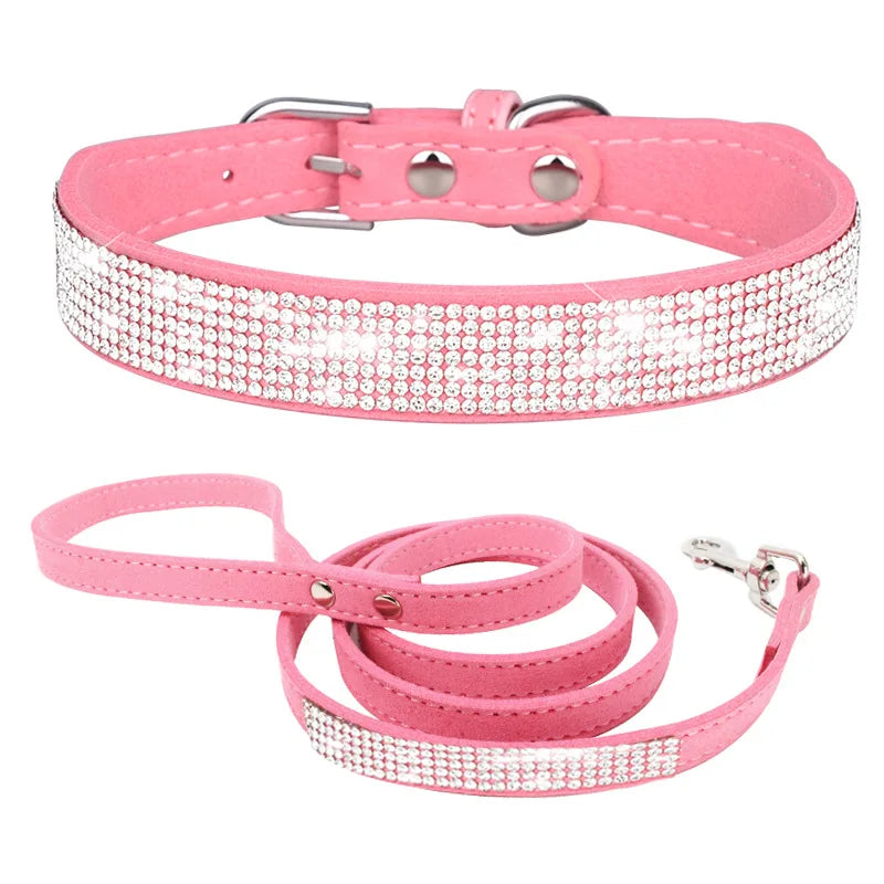 Luxury Rhinestone Dog Collar and Leash Set
