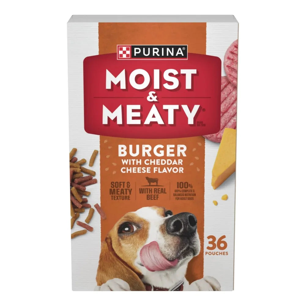 Purina Dog Food, Soft Beef & Cheddar Burger, 6 oz Pouch, 36 Count