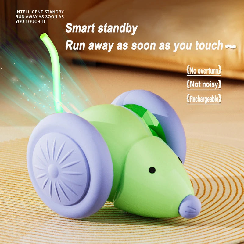 Electric Mouse Car Rechargeable Cat Toy with Obstacle Avoidance