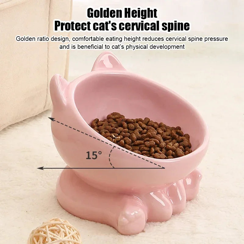 High-Foot Ceramic Pet Bowl Protects Cervical Spine