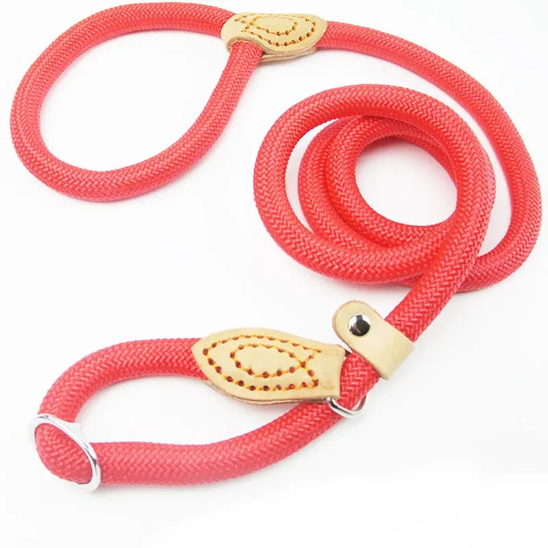 Adjustable Braided Training Lead Heavy Duty Slip Rope Dog Leash