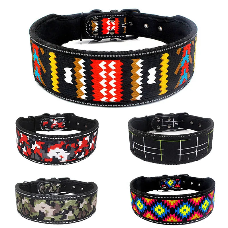 Adjustable Reflective Neoprene Padded Dog Collar
