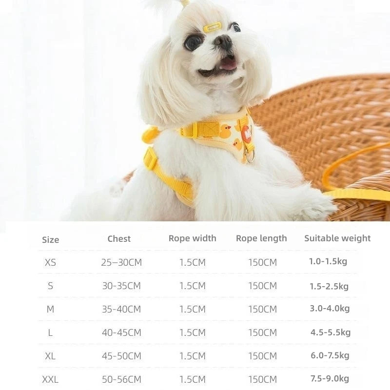 Adjustable Cartoon Duck Dog Harness and Leash Set