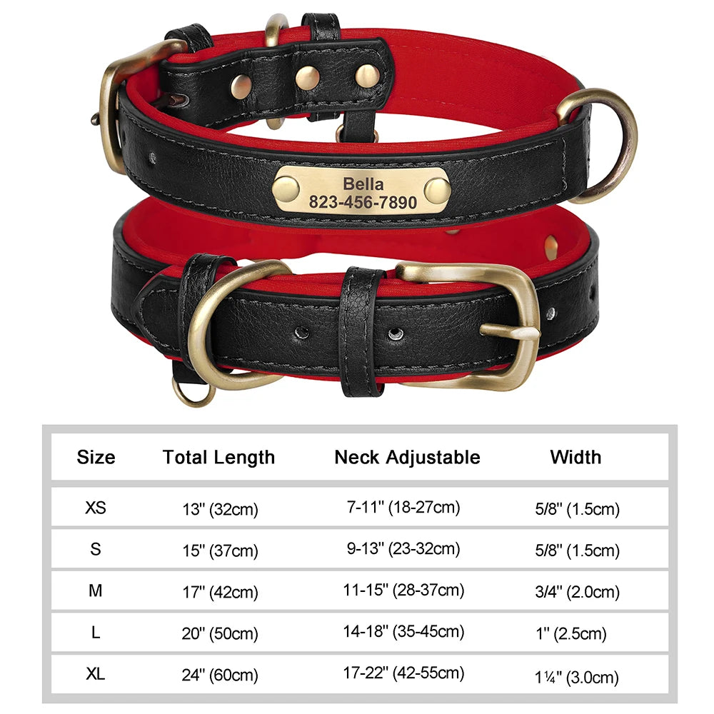 Personalized Custom Engraved PU Leather Dog Collar