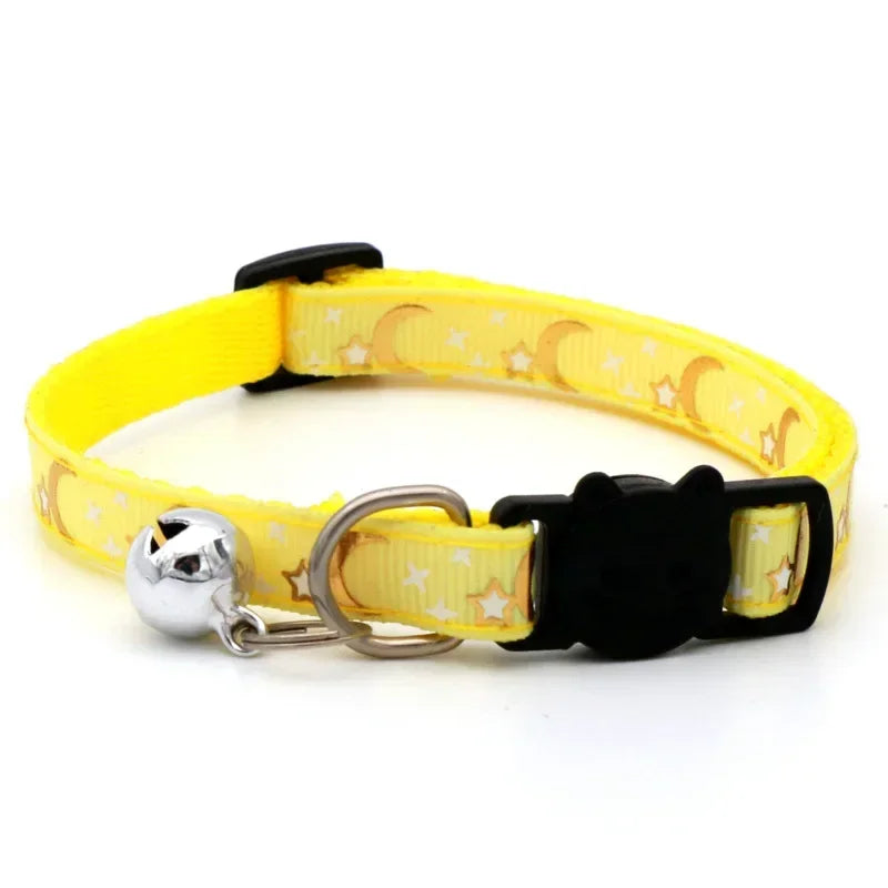 Safety Buckle Reflective Gold Star & Moon Pet Collar